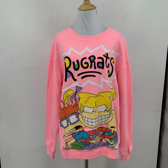 Nickelodeon Sweatshirt Womens L Large Bubblegum RugRats Big Graphic Pullover - Picture 2 of 13